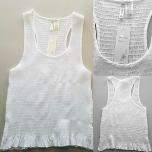 With Love Japna White Schirred Tank Top, Sz Med